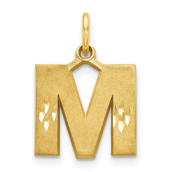 14KY Satin Diamond-cut Letter M Initial Charm