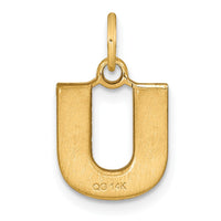 14KY Satin Diamond-cut Letter U Initial Charm