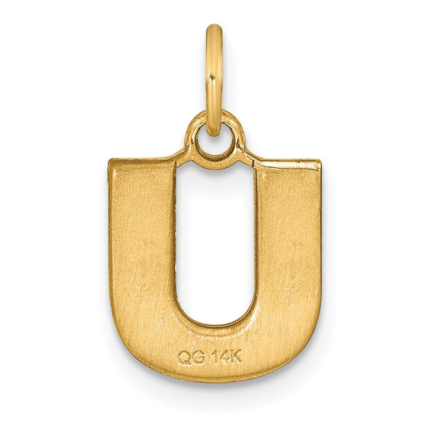 14KY Satin Diamond-cut Letter U Initial Charm