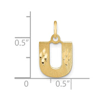 14KY Satin Diamond-cut Letter U Initial Charm