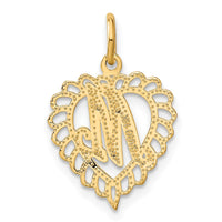 14k Heart Letter M Charm