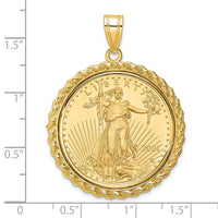 14k Casted Rope Mounted 1/2oz American Eagle Prong Coin Bezel Pendant