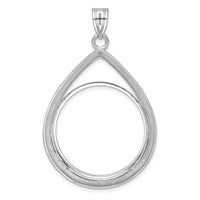14kw Polished & Diamond-cut Teardrop 27.0mm Prong Coin Bezel Pendant