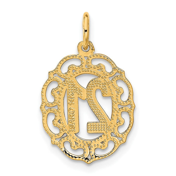 14k Diamond-cut 21 in Oval Pendant