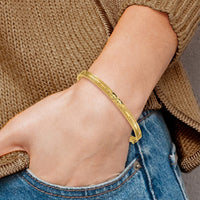 14k 3/16 Oversize Diamond-cut Concave Hinged Bangle Bracelet
