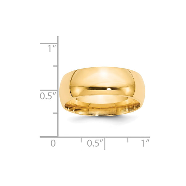 14KY 8mm Standard Comfort Fit Wedding Band Size 10