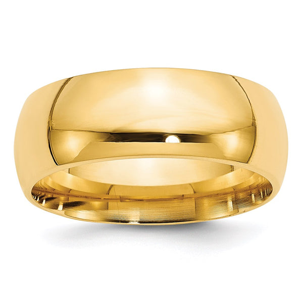 14KY 8mm Standard Comfort Fit Wedding Band Size 6