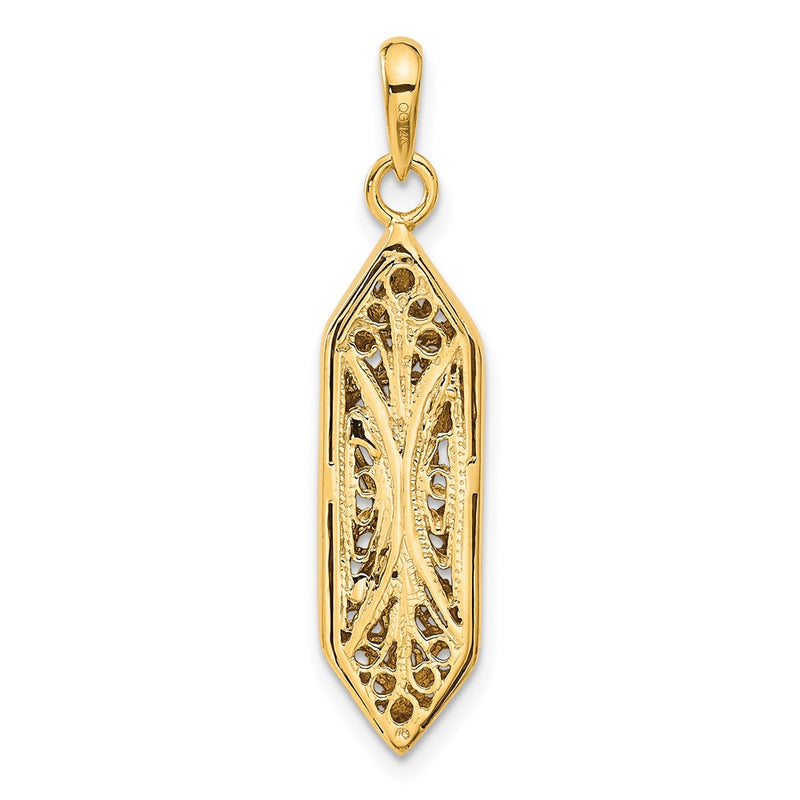 14K w/ White Rhodium Mezuzah W/Shin Charm