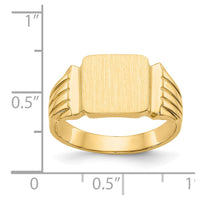14k 10.5x10.5mm Open Back Mens Signet Ring