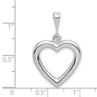14k White Gold Solid Polished Heart Pendant