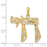14k Filigree Chai Pendant
