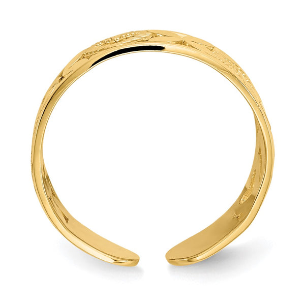 14k Diamond-cut " X" & Heart Toe Ring