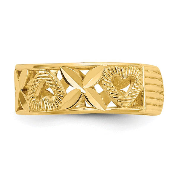 14k Diamond-cut " X" & Heart Toe Ring