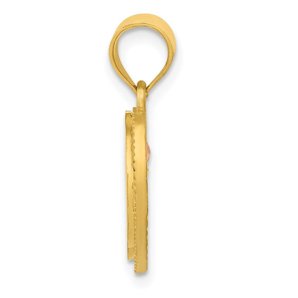 14k Two-Tone Heart Letter D Initial Pendant