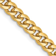 14K 7 inch 6mm Semi-Solid Miami Cuban with Lobster Clasp Bracelet