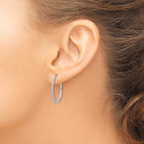 14k WG Diamond Fascination Dia. Dust/Accent Hoop Earrings