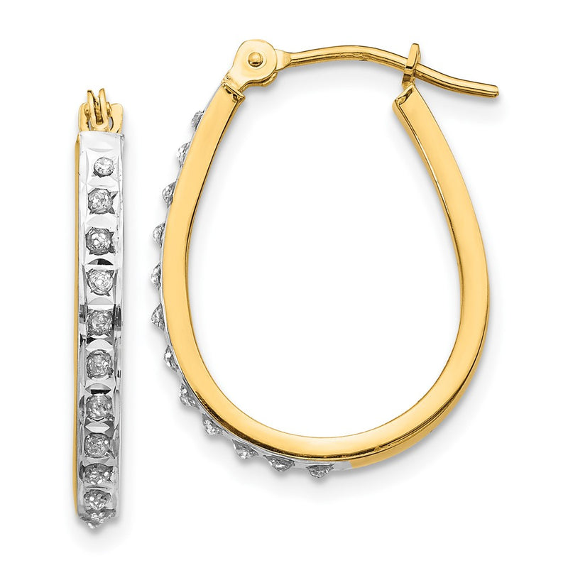 14k YG and Rhod Diamond Fascination Dia. Dust/Accent Oval Hoop Earrings