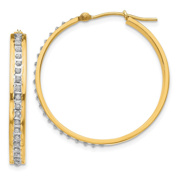 14k Diamond Fascination Diamond Dust/Accent Hoop Earrings