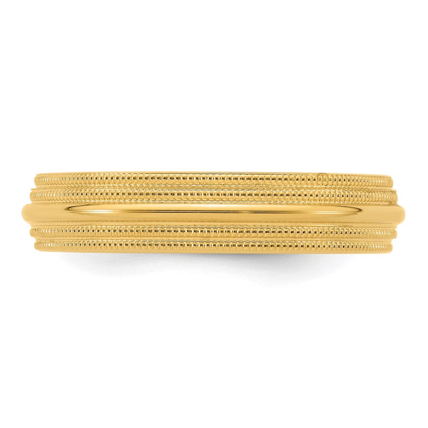 14KY 5mm Double Milgrain Comfort Fit Band Size 13.5