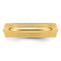 14KY 6mm Double Milgrain Comfort Fit Band Size 13