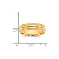 14KY 6mm Double Milgrain Comfort Fit Band Size 13