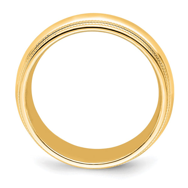 14KY 7mm Double Milgrain Comfort Fit Band Size 12