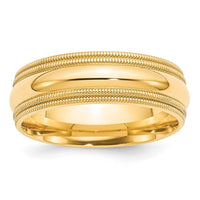 14KY 7mm Double Milgrain Comfort Fit Band Size 7