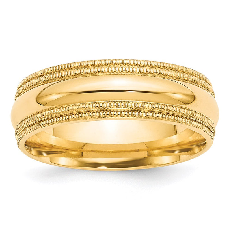 14KY 7mm Double Milgrain Comfort Fit Band Size 7