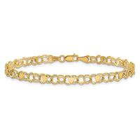 14k Double Link with Hearts Charm Bracelet