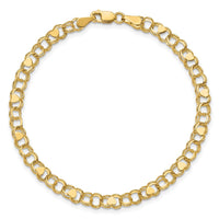 14k Double Link Heart Charm Bracelet
