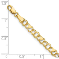 14k Double Link Heart Charm Bracelet