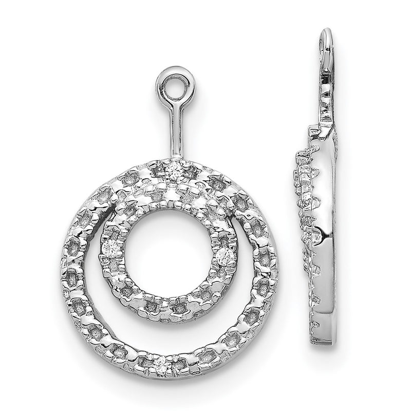 14k White Gold Double Circle Diamond Earring Jackets