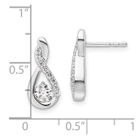 14K White Gold Polished Diamond Complete Tear-drop Post Earrings