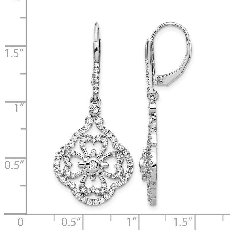 14k White Gold Diamond Fancy Leverback Earrings