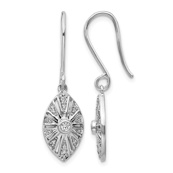 14k White Gold Diamond Vintage Dangle Earrings