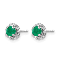14k White Gold Diamond and Emerald Stud w/ Jacket Earrings