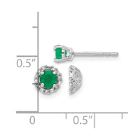 14k White Gold Diamond and Emerald Stud w/ Jacket Earrings