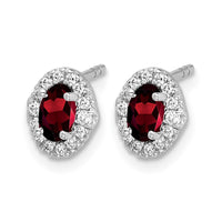 14k White Gold Diamond and Cabochon Garnet Earrings