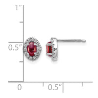 14k White Gold Diamond and Cabochon Garnet Earrings