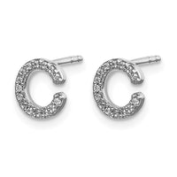 14k White Gold Diamond Initial C Earrings