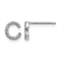 14k White Gold Diamond Initial C Earrings
