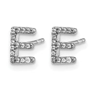 14k White Gold Diamond Initial E Earrings