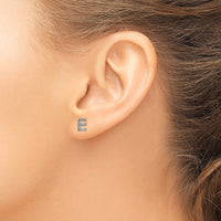 14k White Gold Diamond Initial E Earrings