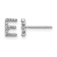 14k White Gold Diamond Initial E Earrings