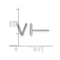 14k White Gold Diamond Initial V Earrings