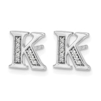14k White Gold Diamond Initial K Earrings