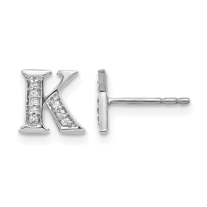 14k White Gold Diamond Initial K Earrings
