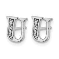 14k White Gold Diamond Initial U Earrings