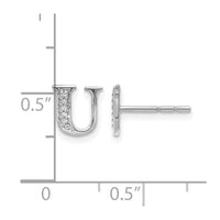 14k White Gold Diamond Initial U Earrings
