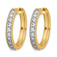 14k Yellow Gold Diamond Milgrain Hinged Hoop Earrings